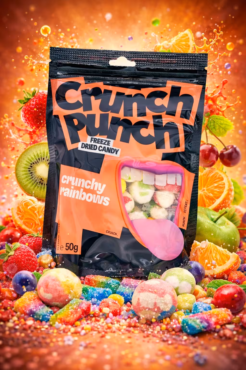 Crunch Punch - Crunchy Rainbows - Freeze Dried Candy - 50g