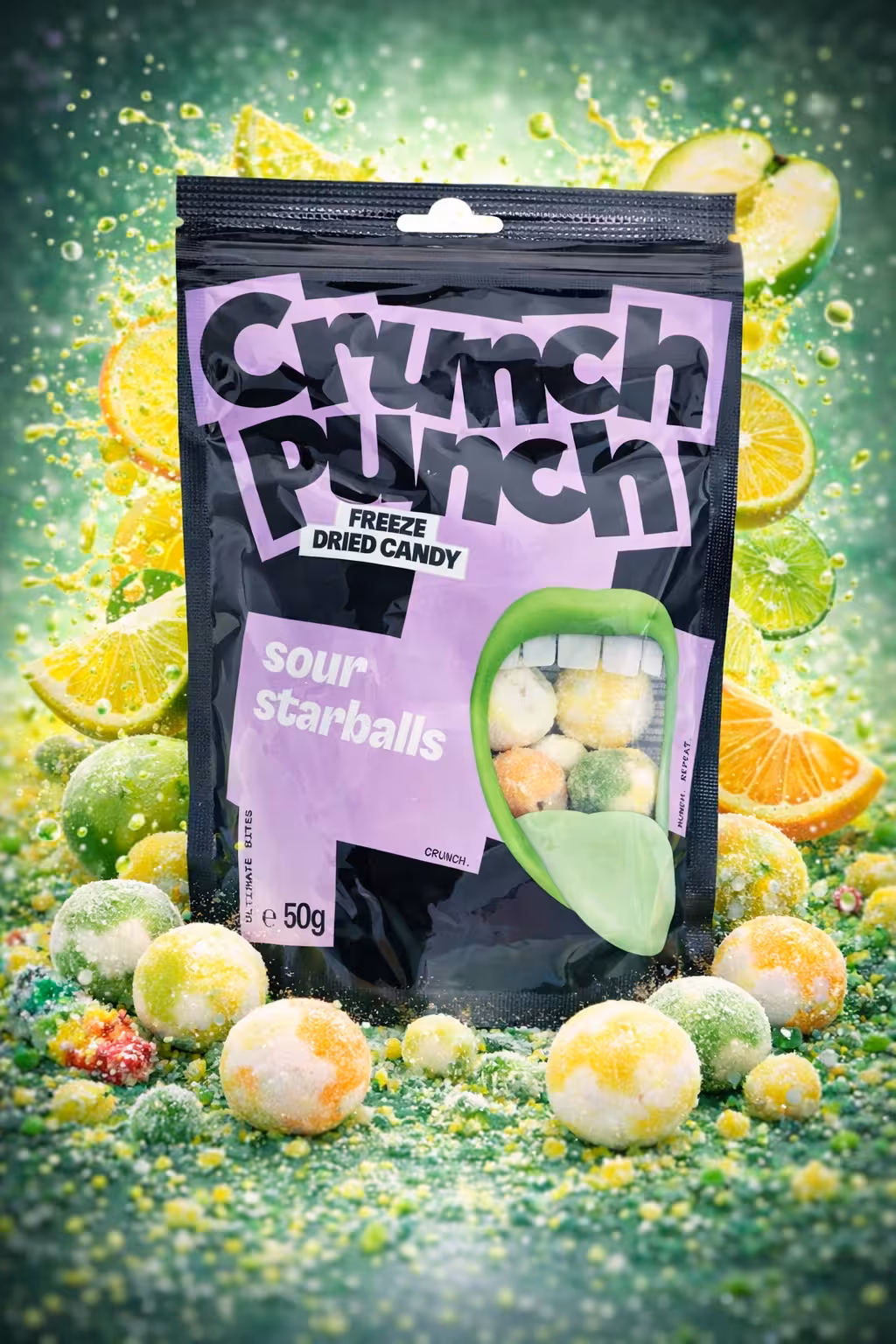 Crunch Punch - Sour Starballs - Freeze Dried Candy - 50g