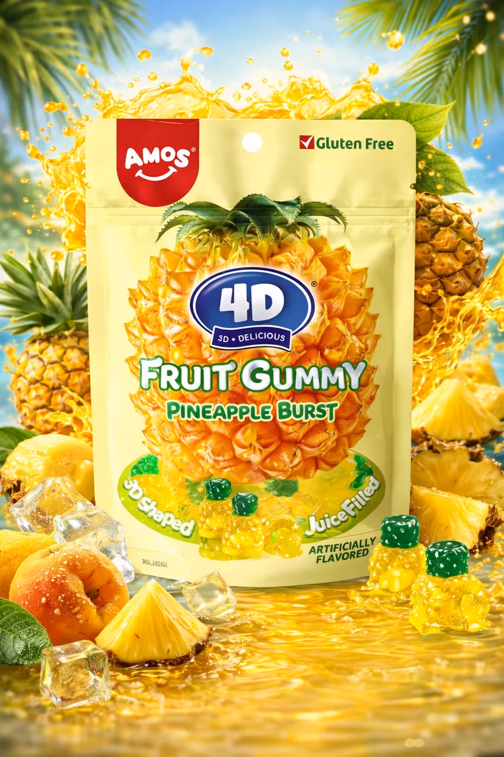 Amos - Gummy 4D Pineapple Burst - 65g