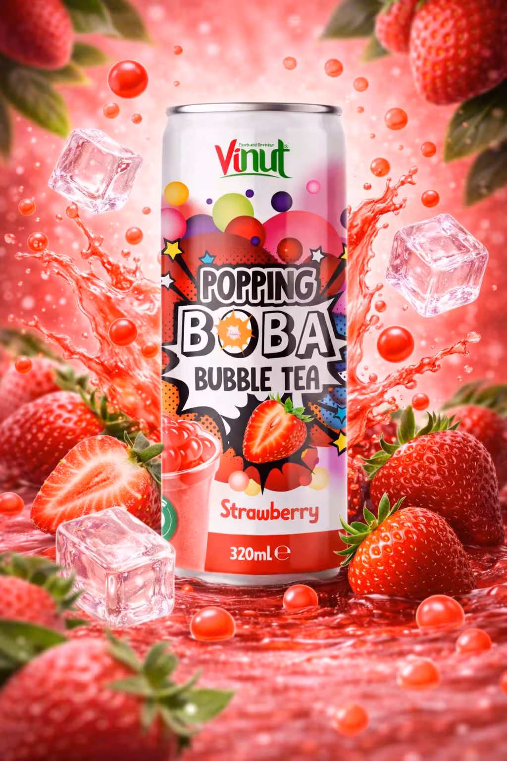 Popping Boba - Bubble Tea Strawberry - 320ml