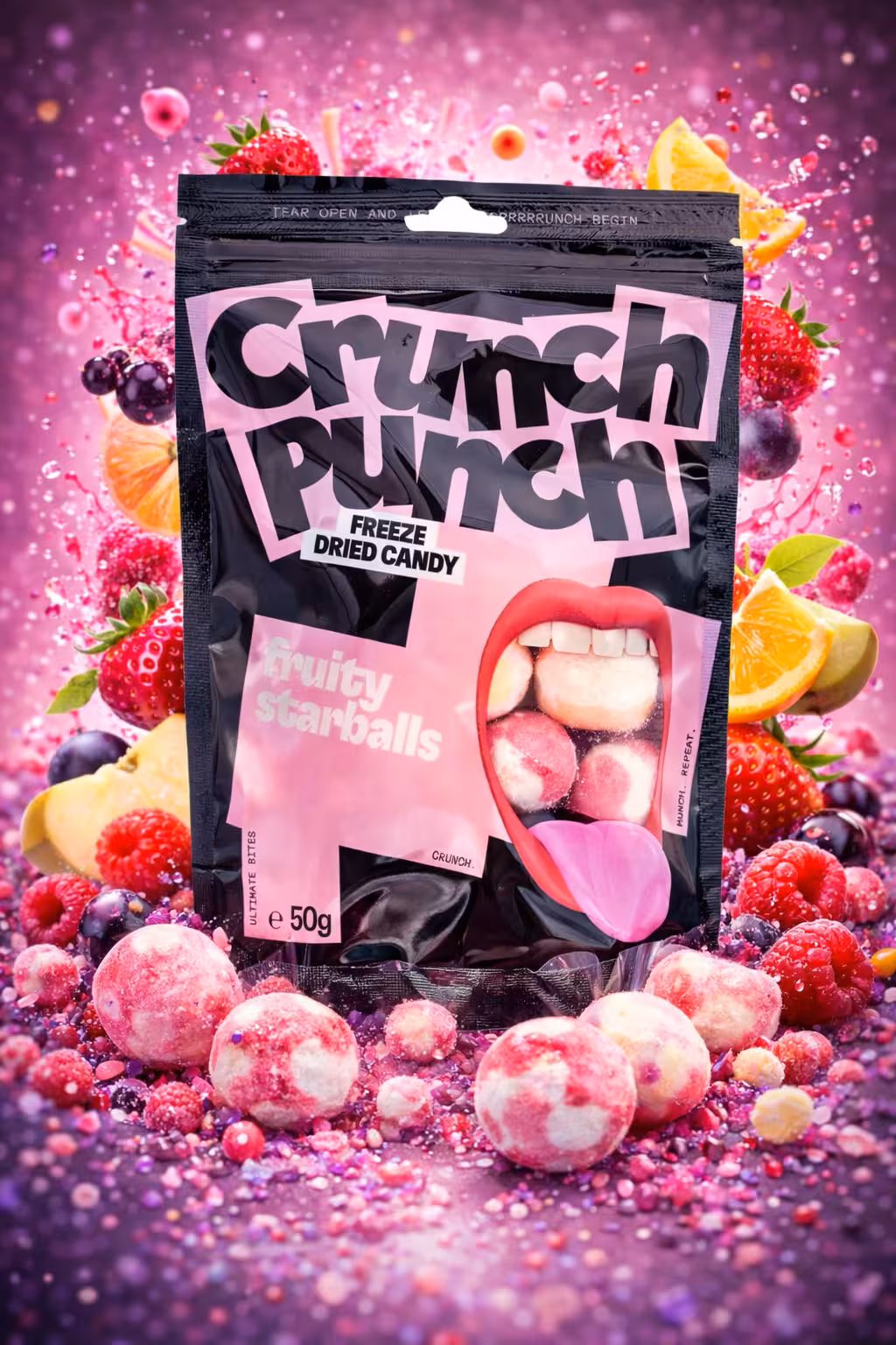 Crunch Punch - Fruity Starballs - Freeze Dried Candy - 50g
